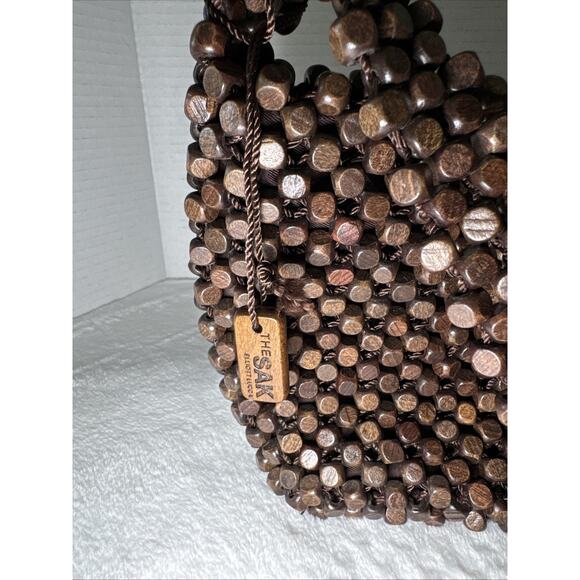 The SAK Vintage Wooden Beaded Boho Chic Handbag/Shoulder Bag Brown - Picture 2 of 6
